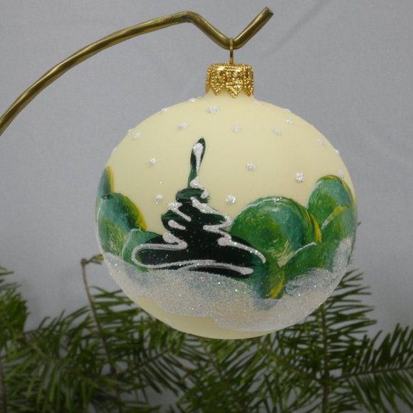 Winter Village Hand Decorated Christmas Ornament 3" Blown Glass Ball**SET OF 6** - Picture 3 of 5